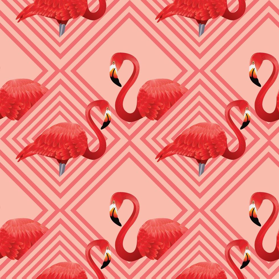 padrão tropical sem costura com flamingos vetor