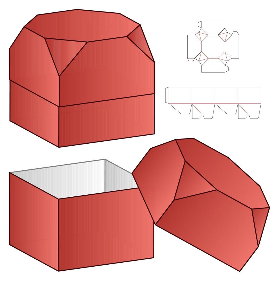 design de modelo cortado de embalagem de caixa. Maquete 3D vetor