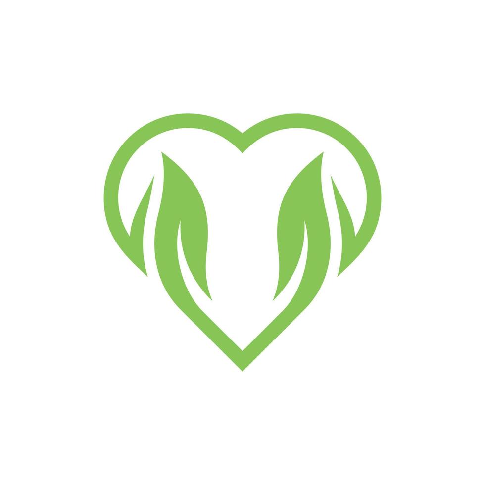 amor com folha verde natureza criativo logotipo vetor