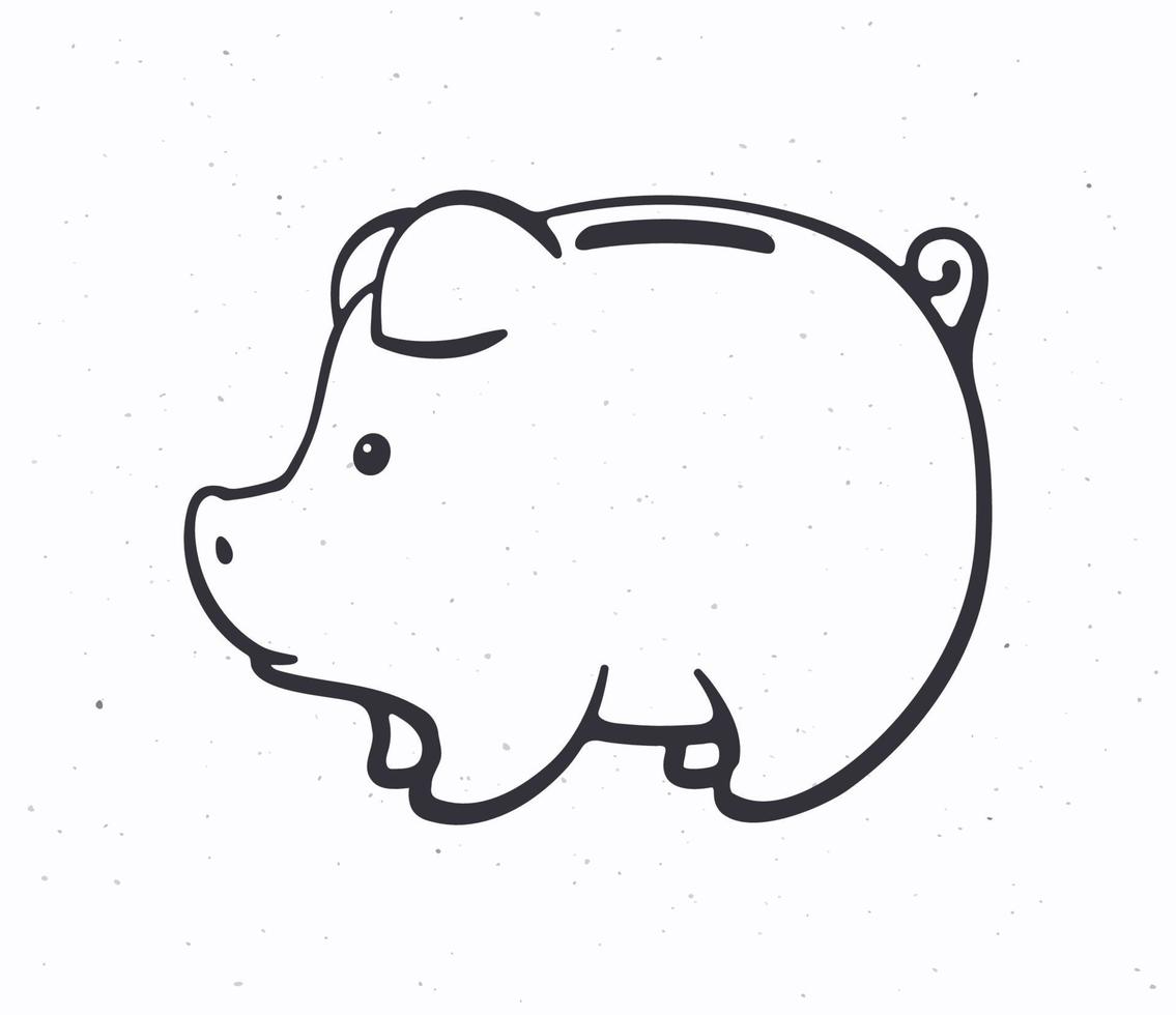 mão desenhado rabisco ilustração do porquinho banco para dinheiro dinheiro dentro lado Visão vetor