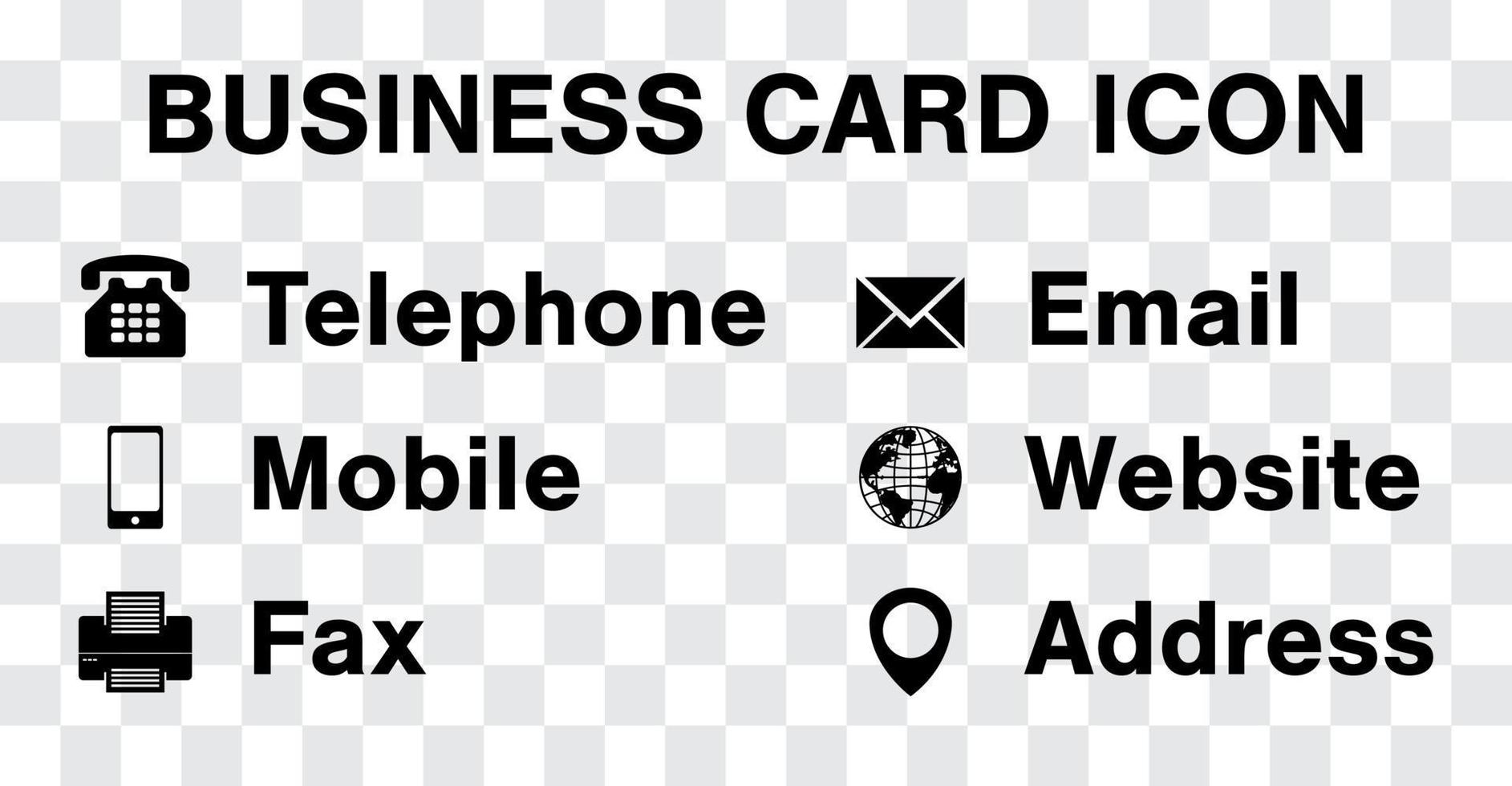 vetor de ícone preto definido para cartão de visita de negócios