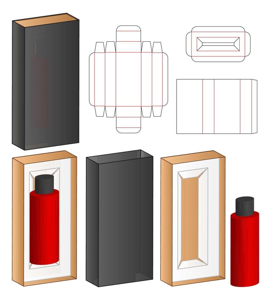 design de modelo cortado de embalagem de caixa. Maquete 3D vetor