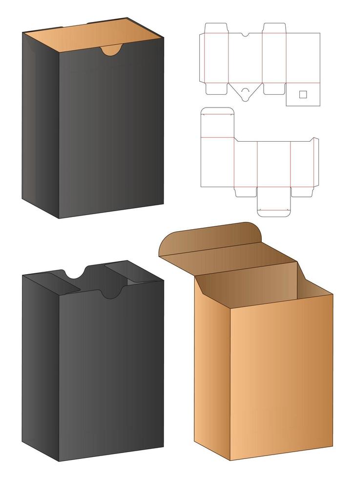 design de modelo cortado de embalagem de caixa. Maquete 3D vetor