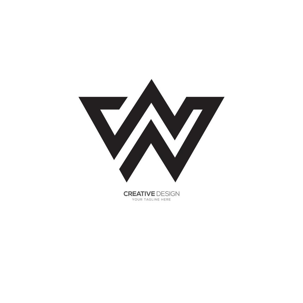 carta W linha arte mínimo moderno único logotipo vetor