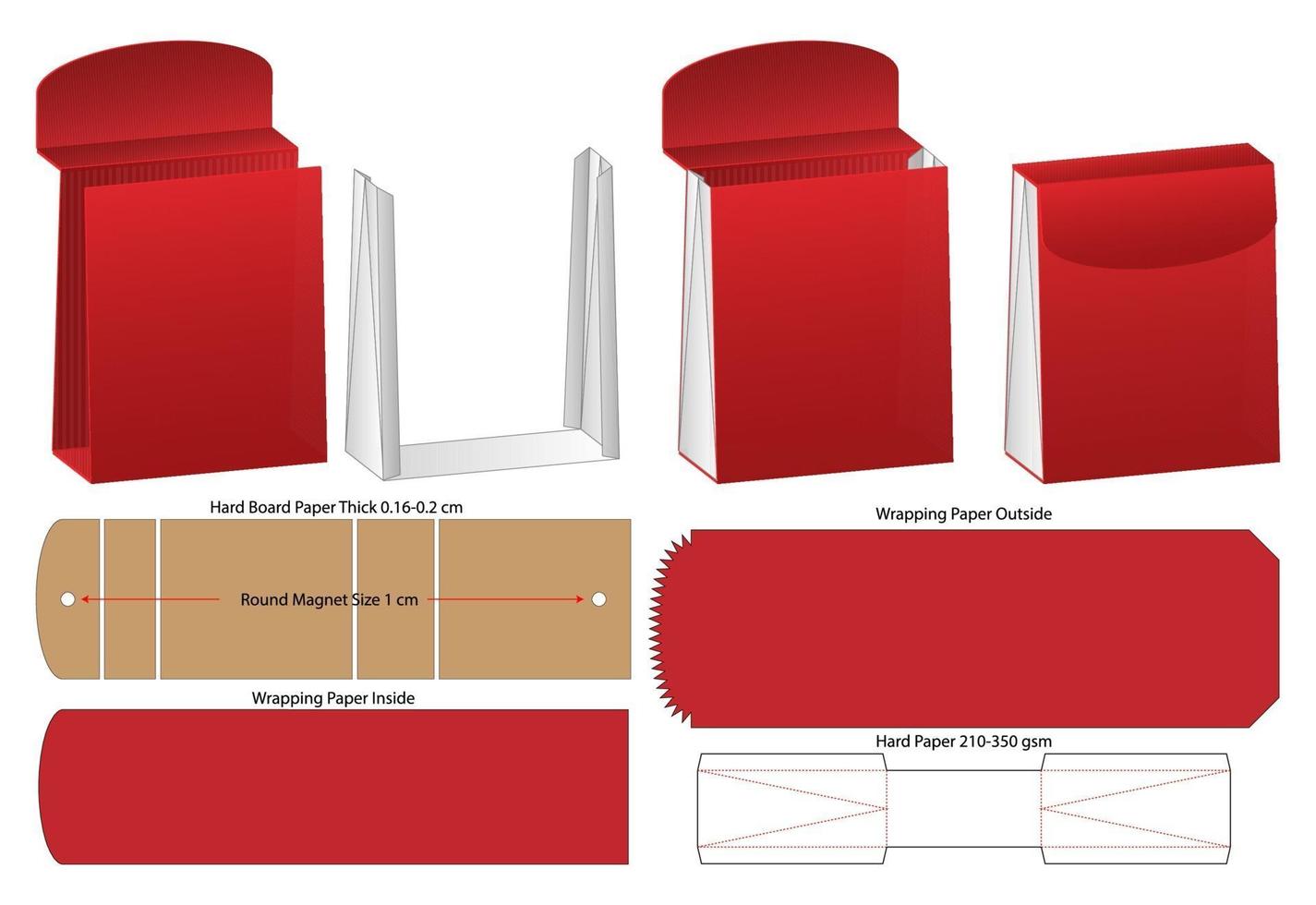 design de modelo cortado de embalagem de caixa. Maquete 3D vetor