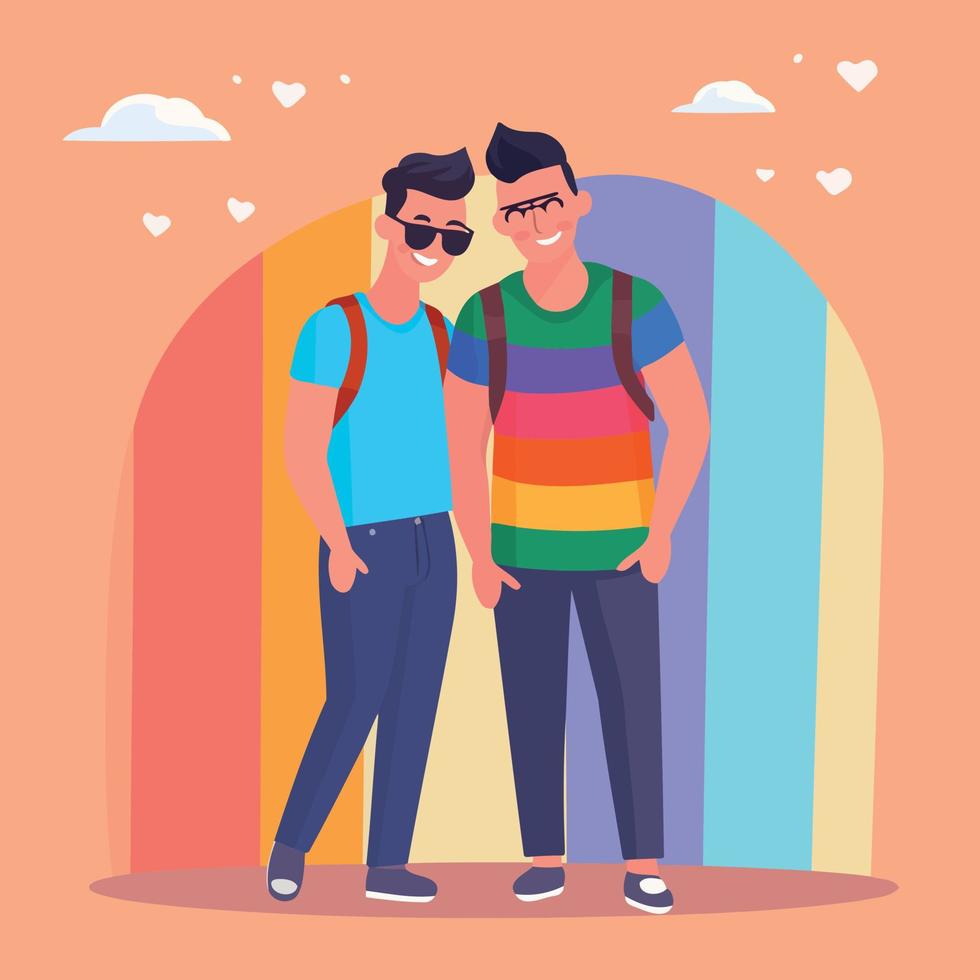 lgbt orgulho dia e mês gay homens casal vetor