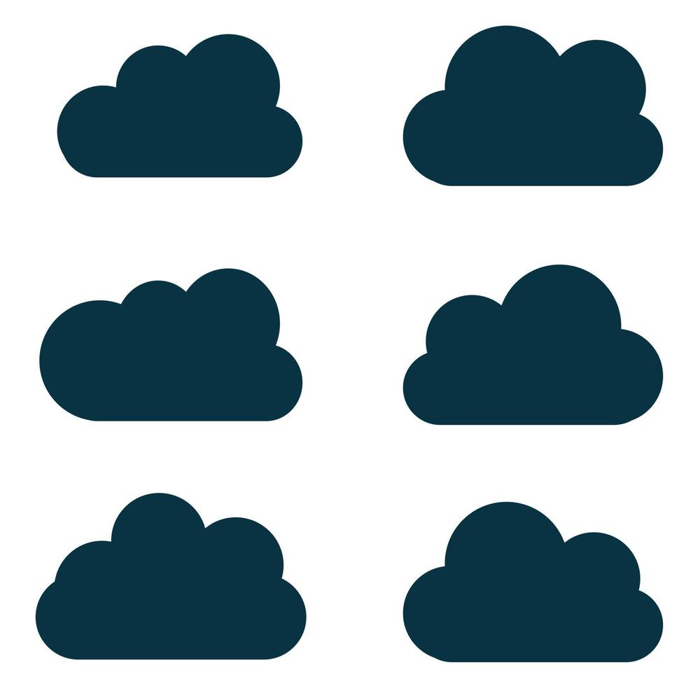 silhuetas de nuvens. conjunto de vetores de formas de nuvens. coleção de várias formas e contornos. elementos de design para a previsão do tempo, interface da web