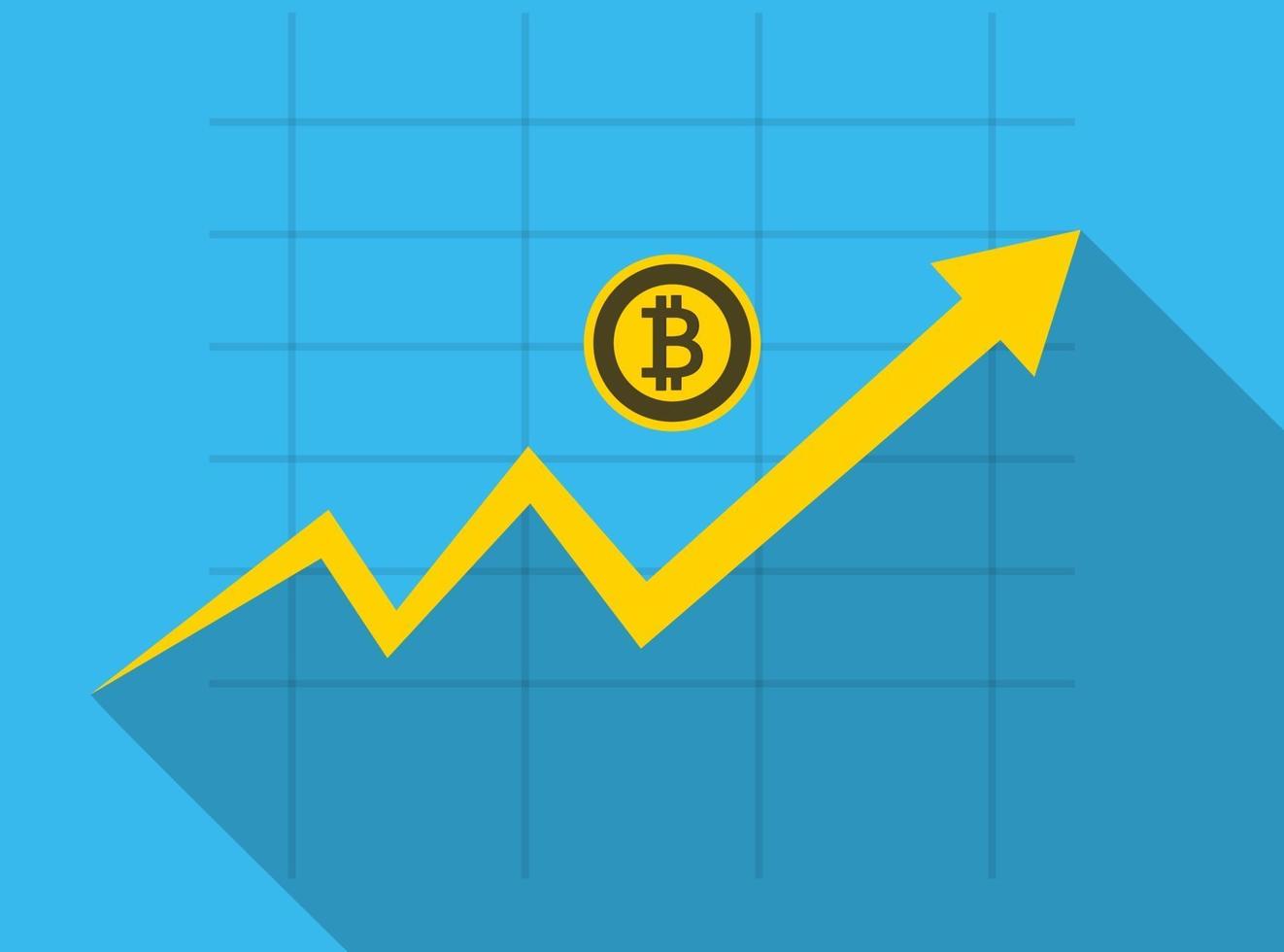 gráfico de crescimento do conceito de bitcoin de negócios no background do gráfico. vetor
