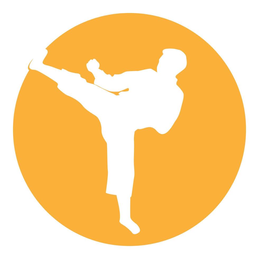 ícone do homem fazendo taekwondo pontapé vetor