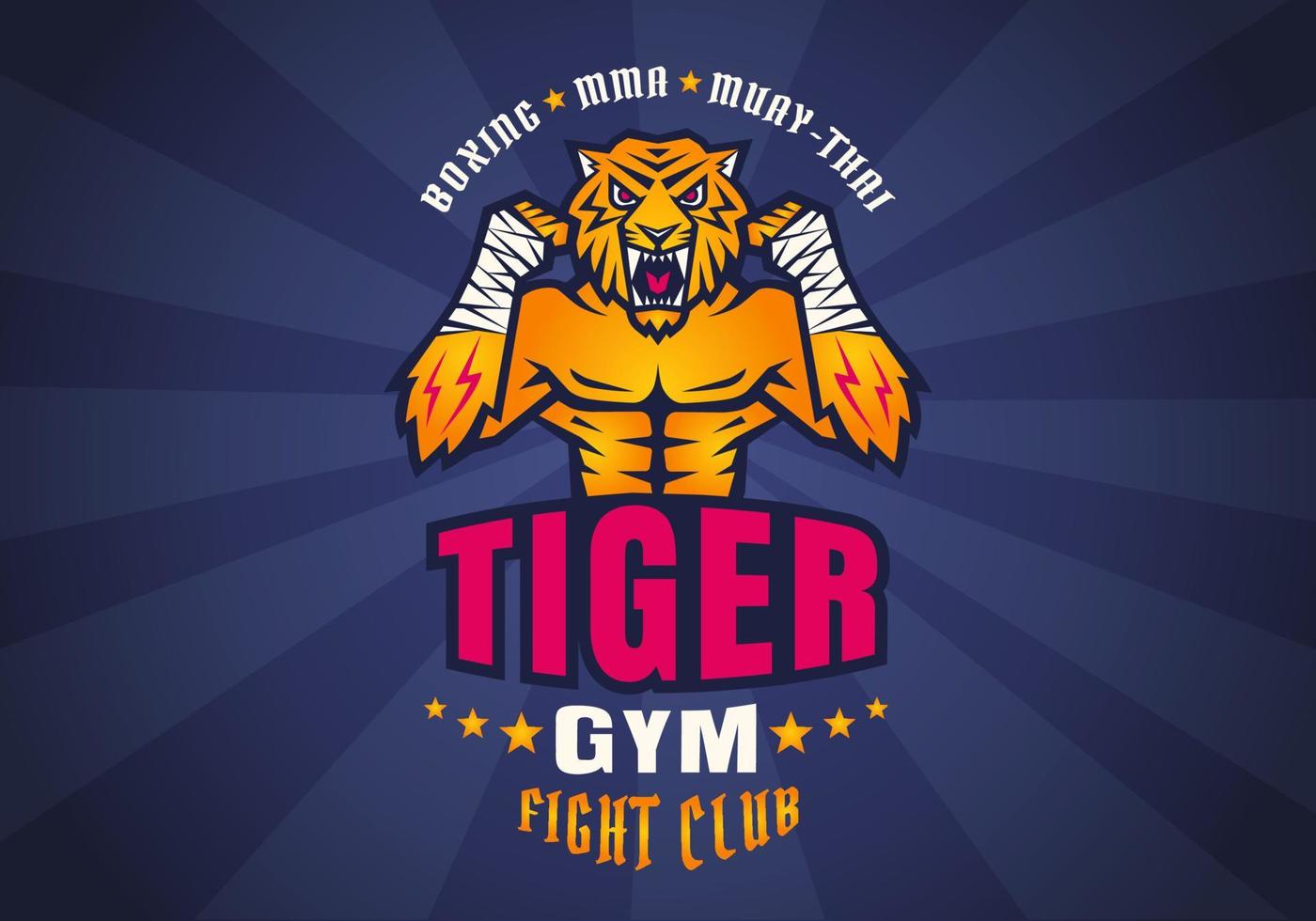 vetor retro esporte logotipo do tigre lutador para luta clube.