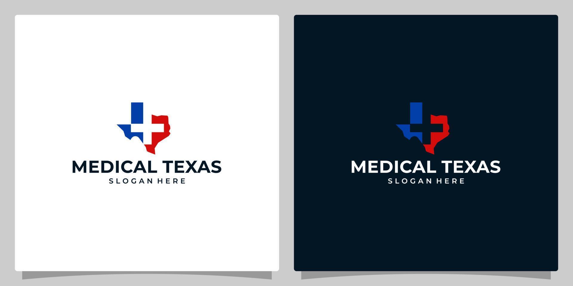 texas Estado mapa logotipo Projeto modelo com médico Cruz gráfico Projeto ilustração. ícone, símbolo, criativo. vetor