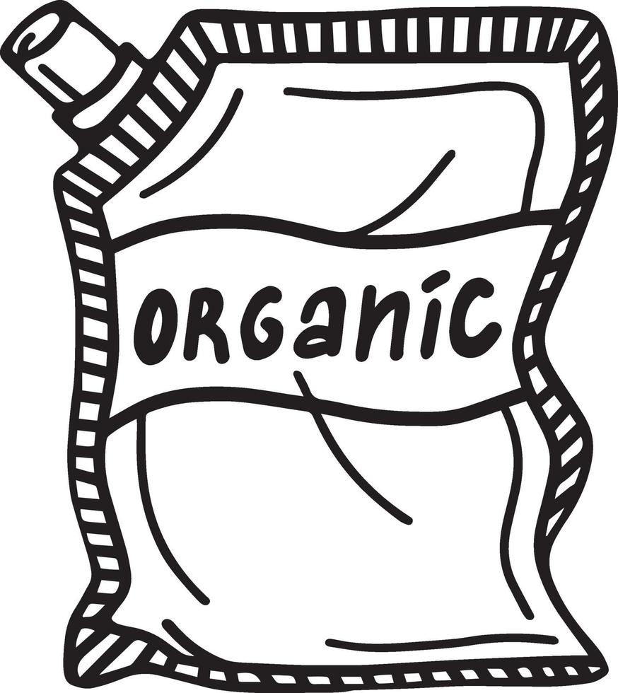 embalagem com sabonete orgânico, gel e detergente em um fundo branco. ilustração vetorial no estilo doodle. vetor