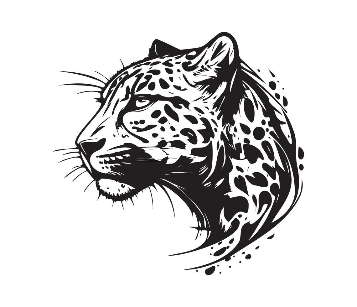 leopardo face, silhuetas leopardo face, Preto e branco leopardo vetor