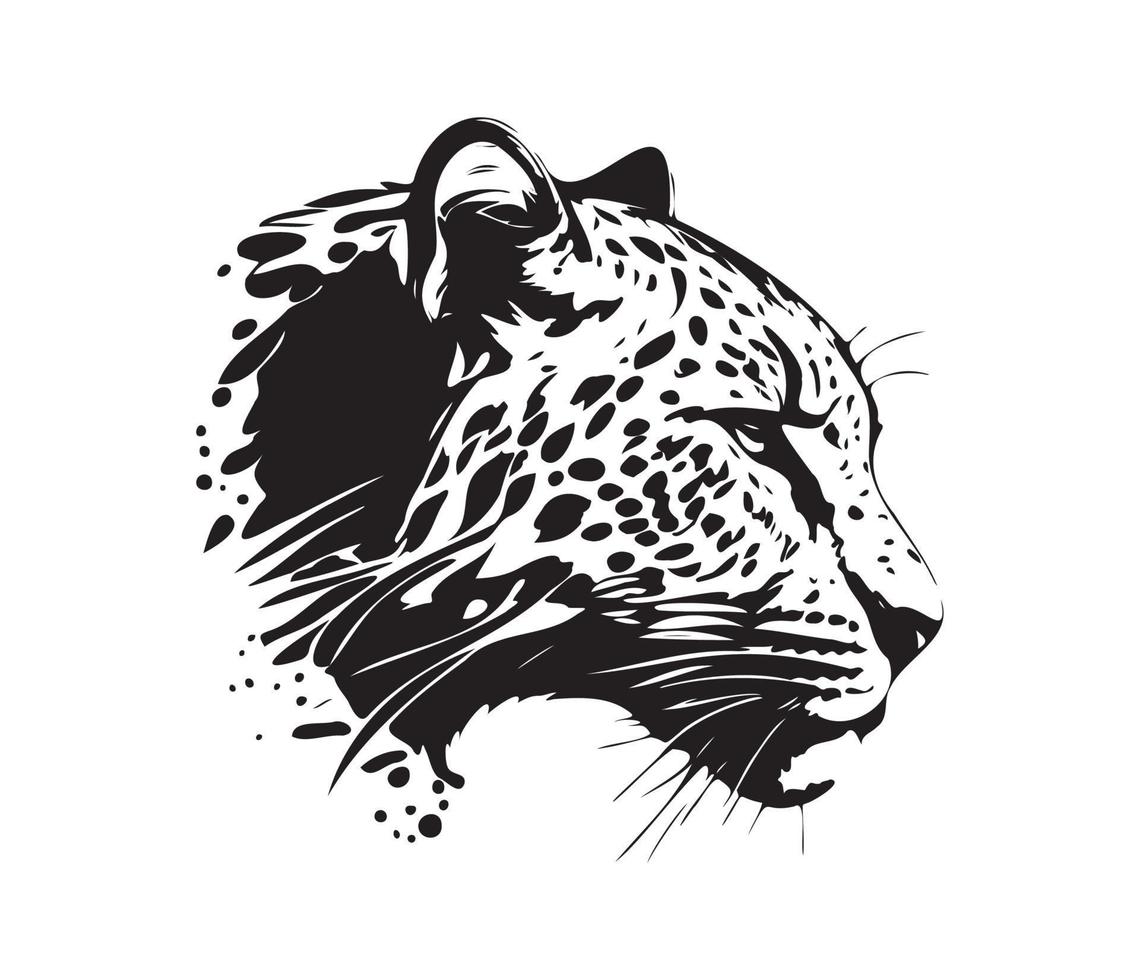 leopardo face, silhuetas leopardo face, Preto e branco leopardo vetor