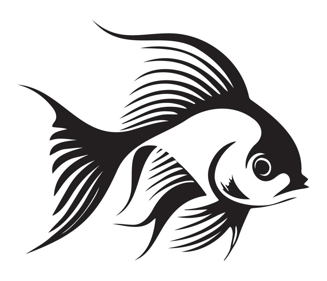 peixinho dourado, dourado peixe animal peixe ilustração Preto e branco lado Visão esboço imagem vetor