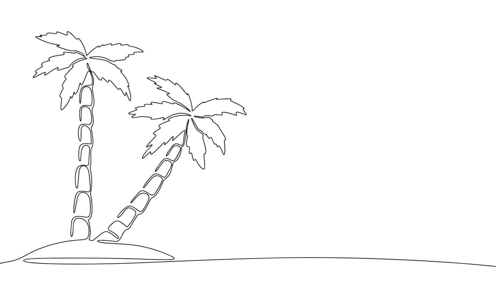 1 linha contínuo Palma árvore ilha. linha arte tropical vetor ilustração