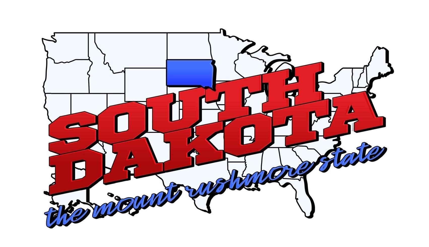 ilustração vetorial conosco, estado da Dakota do Sul no mapa americano com letras vetor