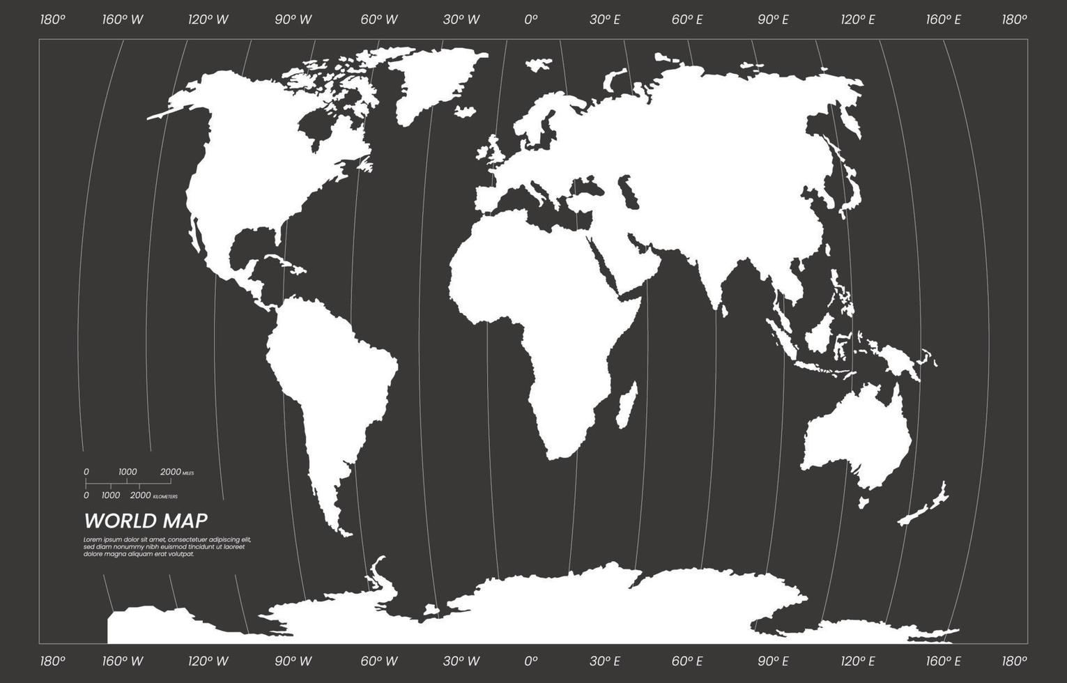 mapa do mundo em preto e branco vetor