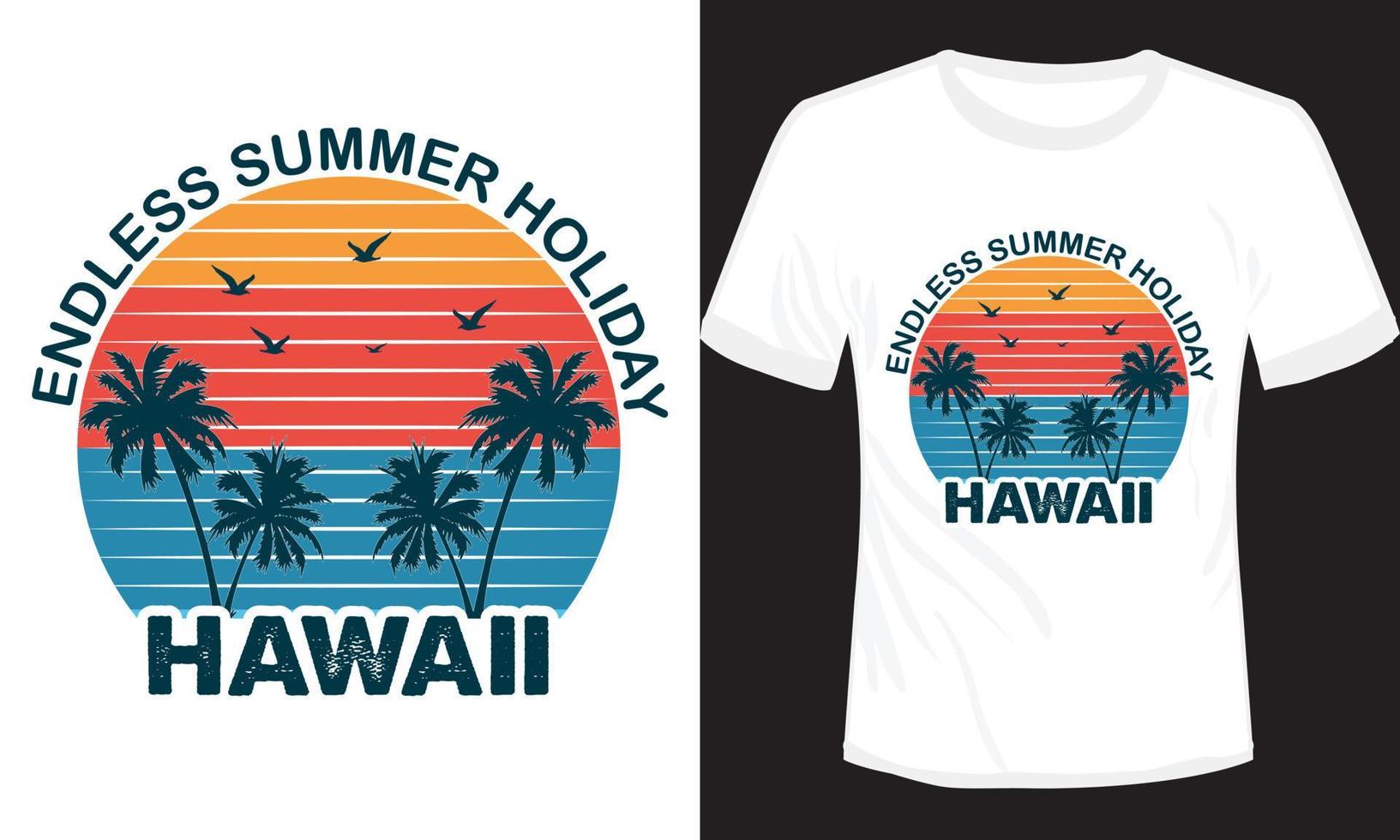 ilustração em vetor design de camiseta de praia de Havaí sem fim de férias de verão