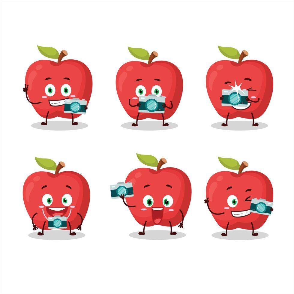fotógrafo profissão emoticon com maçã desenho animado personagem vetor