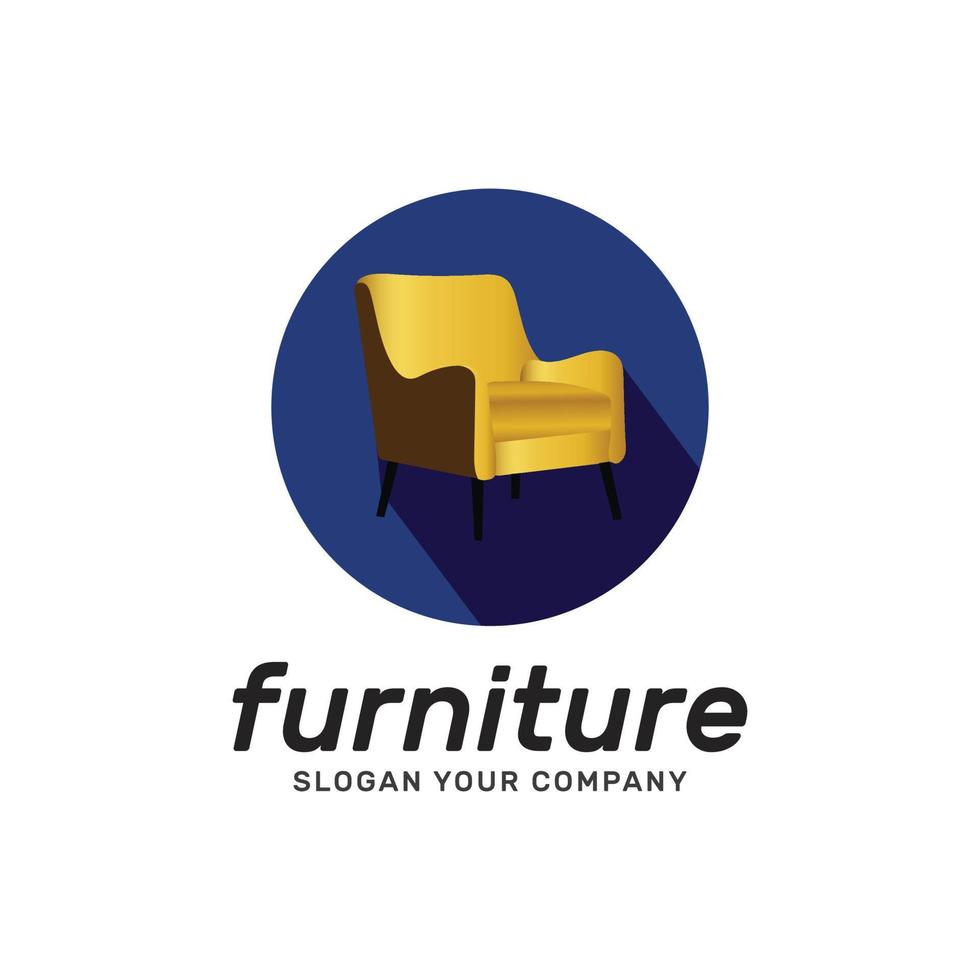 elegante mobília logotipo Projeto com dourado gradiente cor. vetor