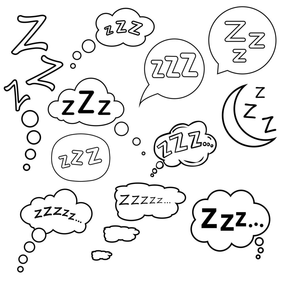 zzz ícone vetor definir. dormir ilustração placa coleção. relaxamento símbolo ou logotipo.