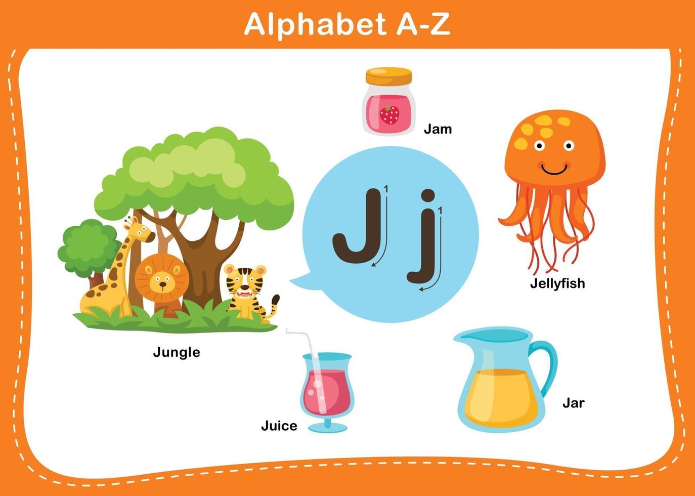 ilustração em vetor letra j do alfabeto