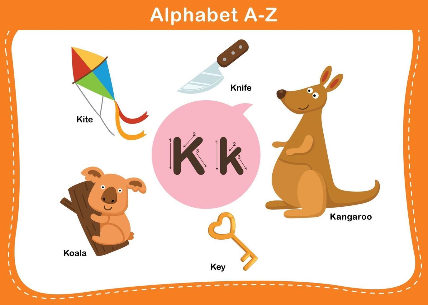 ilustração em vetor letra k do alfabeto