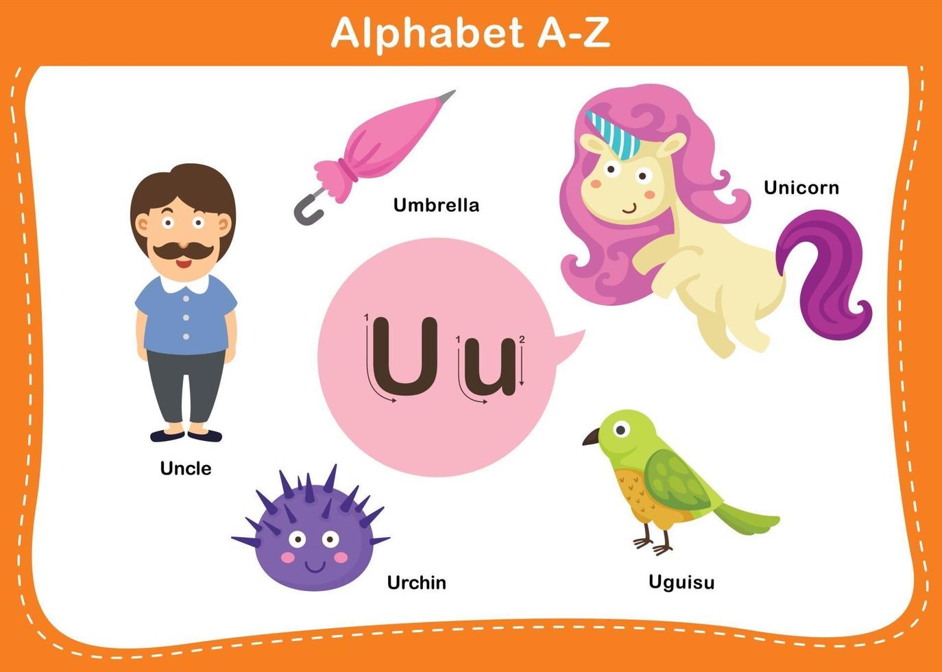 ilustração em vetor letra u do alfabeto