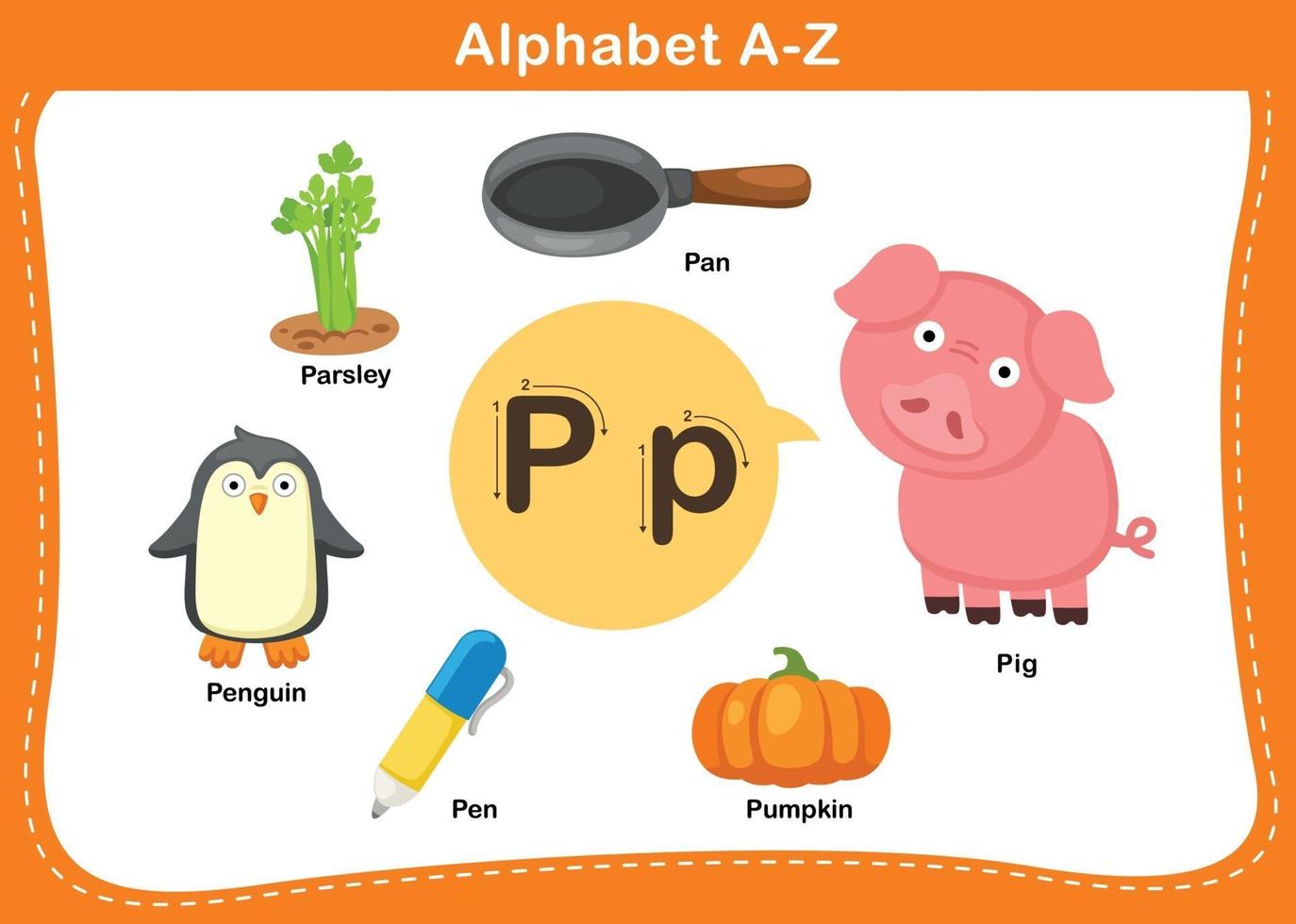 ilustração em vetor letra p do alfabeto