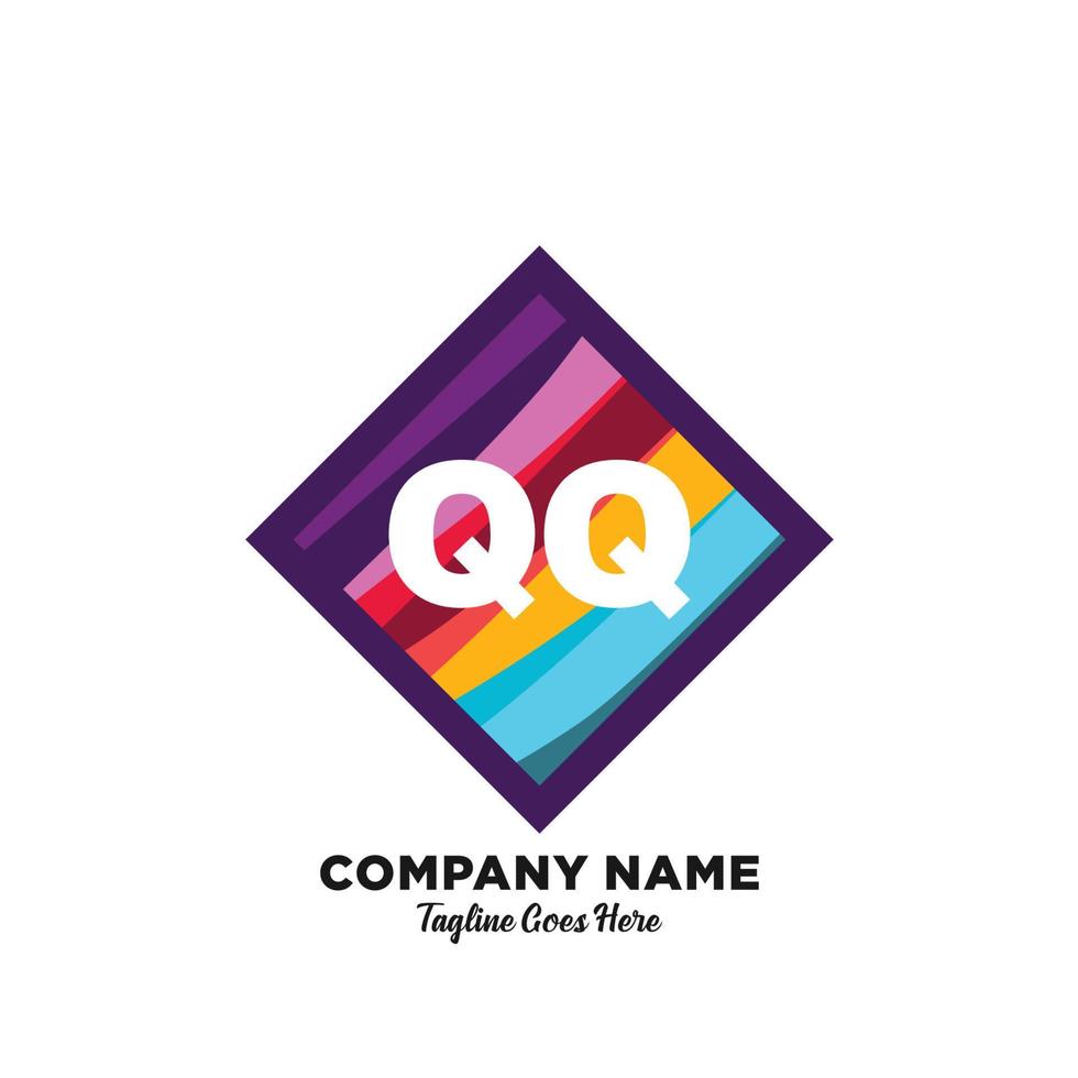 qq inicial logotipo com colorida modelo vetor. vetor