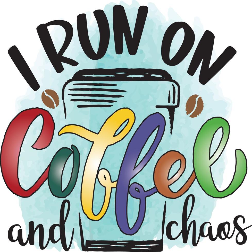 eu corro em café e caos vetor