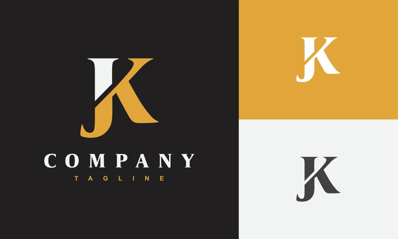 luxo monograma carta jk logotipo vetor