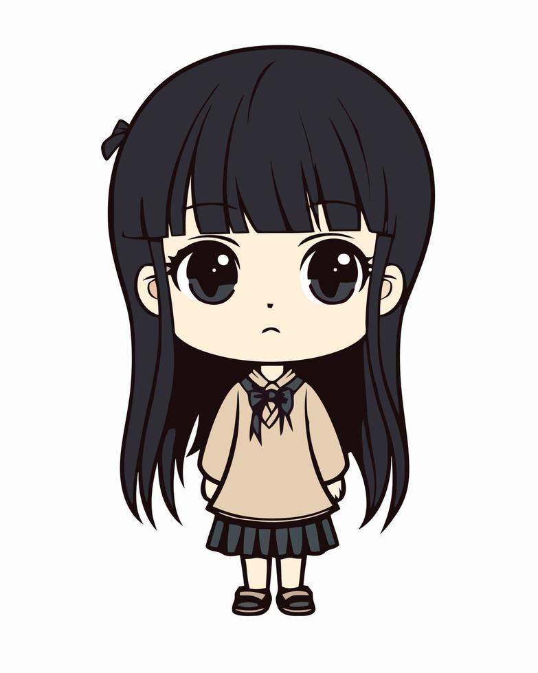 mini chibi animê menina vetor