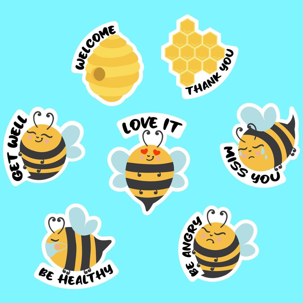 adesivos fofa querida abelha vetor