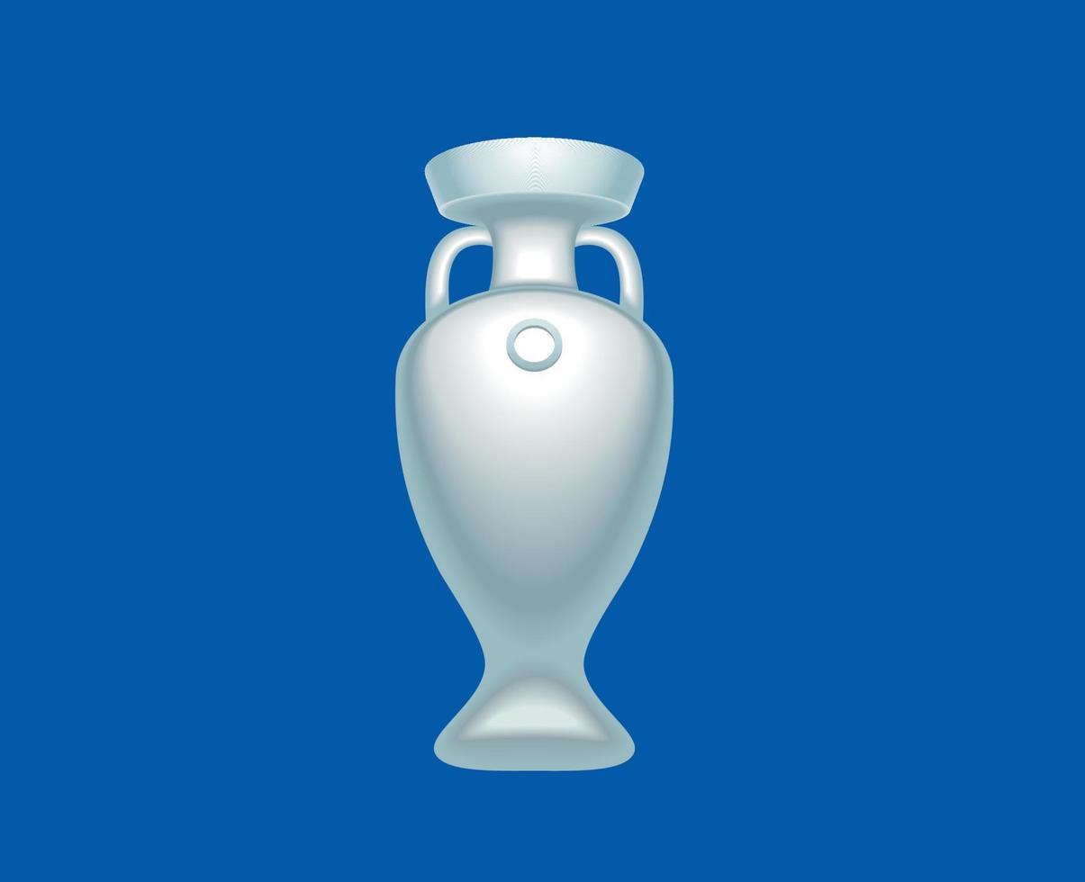 euro 2024 uefa troféu oficial logotipo cinzento símbolo europeu futebol final Projeto vetor ilustração com azul fundo