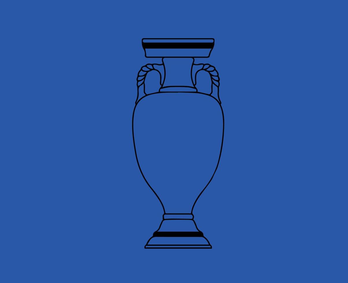 euro troféu logotipo Preto símbolo europeu futebol final Projeto vetor ilustração com azul fundo