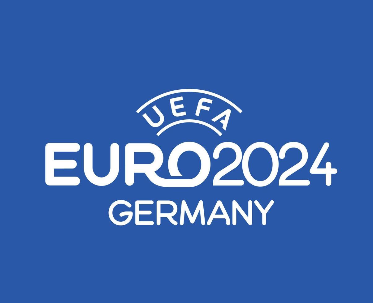 euro 2024 Alemanha símbolo logotipo oficial nome branco europeu futebol final Projeto ilustração vetor com azul fundo