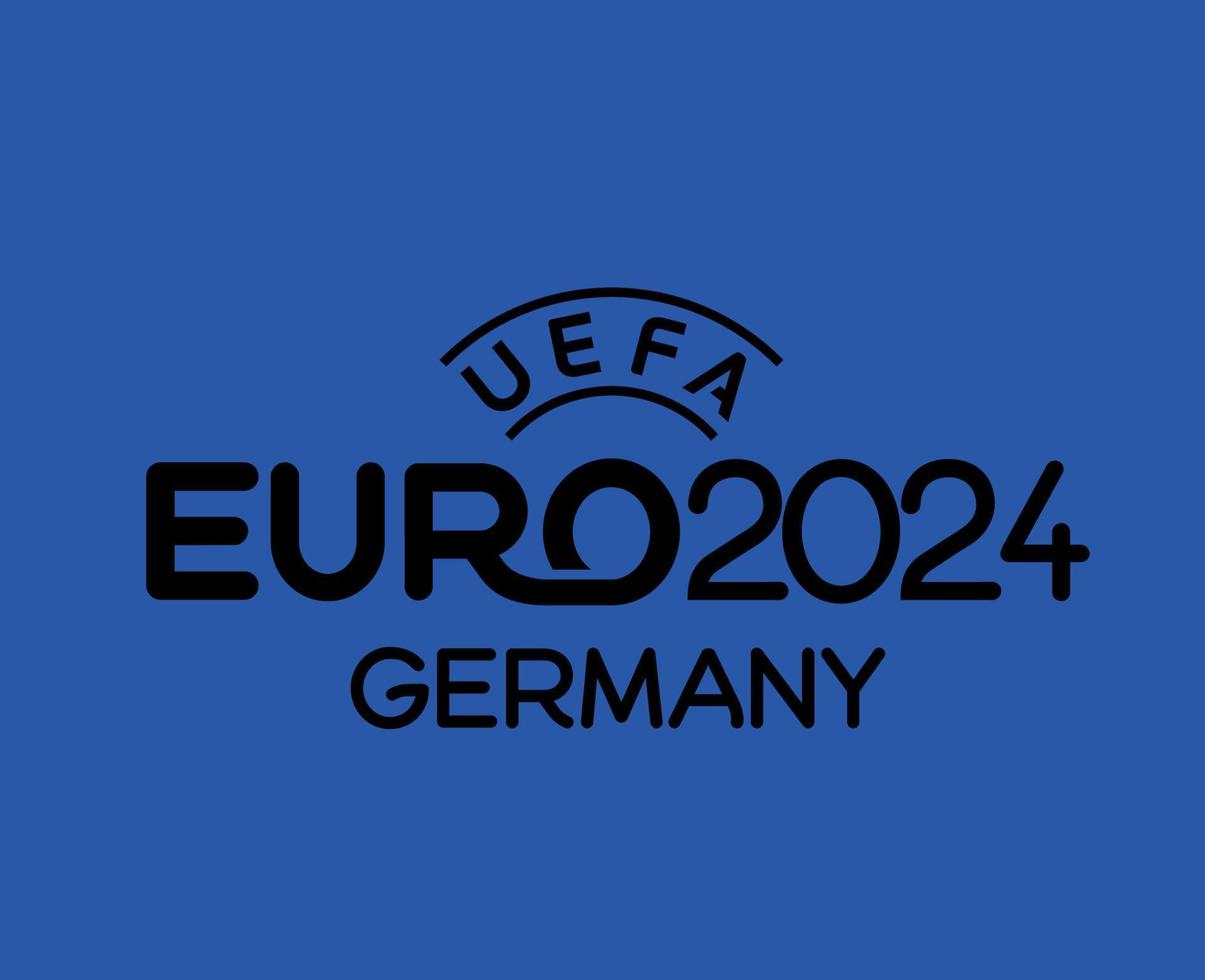 euro 2024 Alemanha símbolo logotipo oficial nome Preto europeu futebol final Projeto ilustração vetor com azul fundo