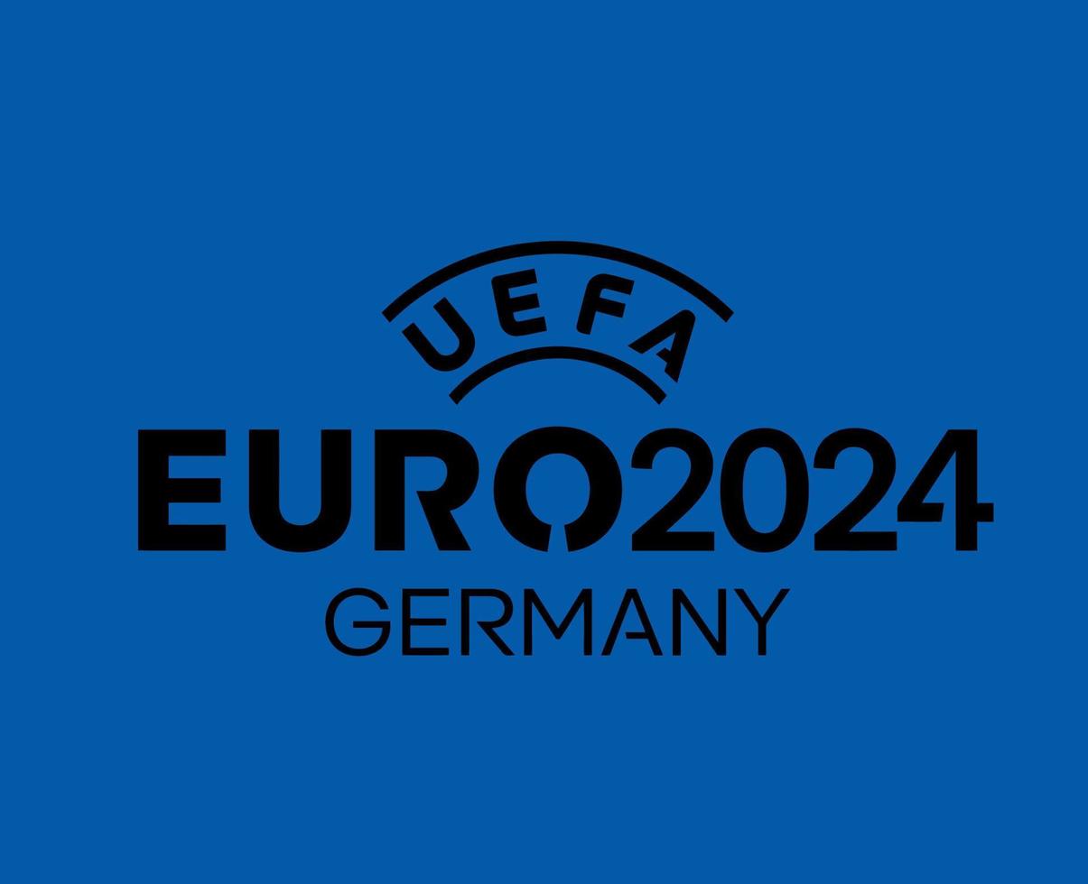 euro 2024 Alemanha símbolo logotipo oficial nome Preto europeu futebol final Projeto ilustração vetor com azul fundo
