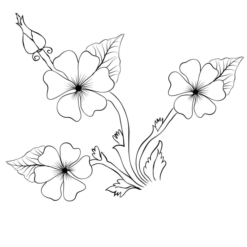 livre vetor linha arte e mão desenhando flor arte Preto e branco plano Projeto simples flor