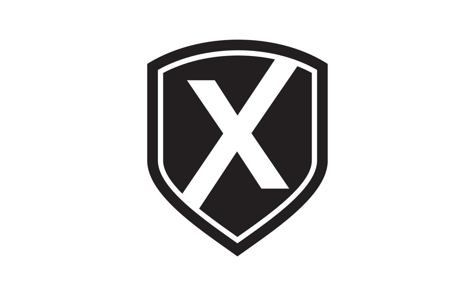logotipo inicial x com escudo vetor