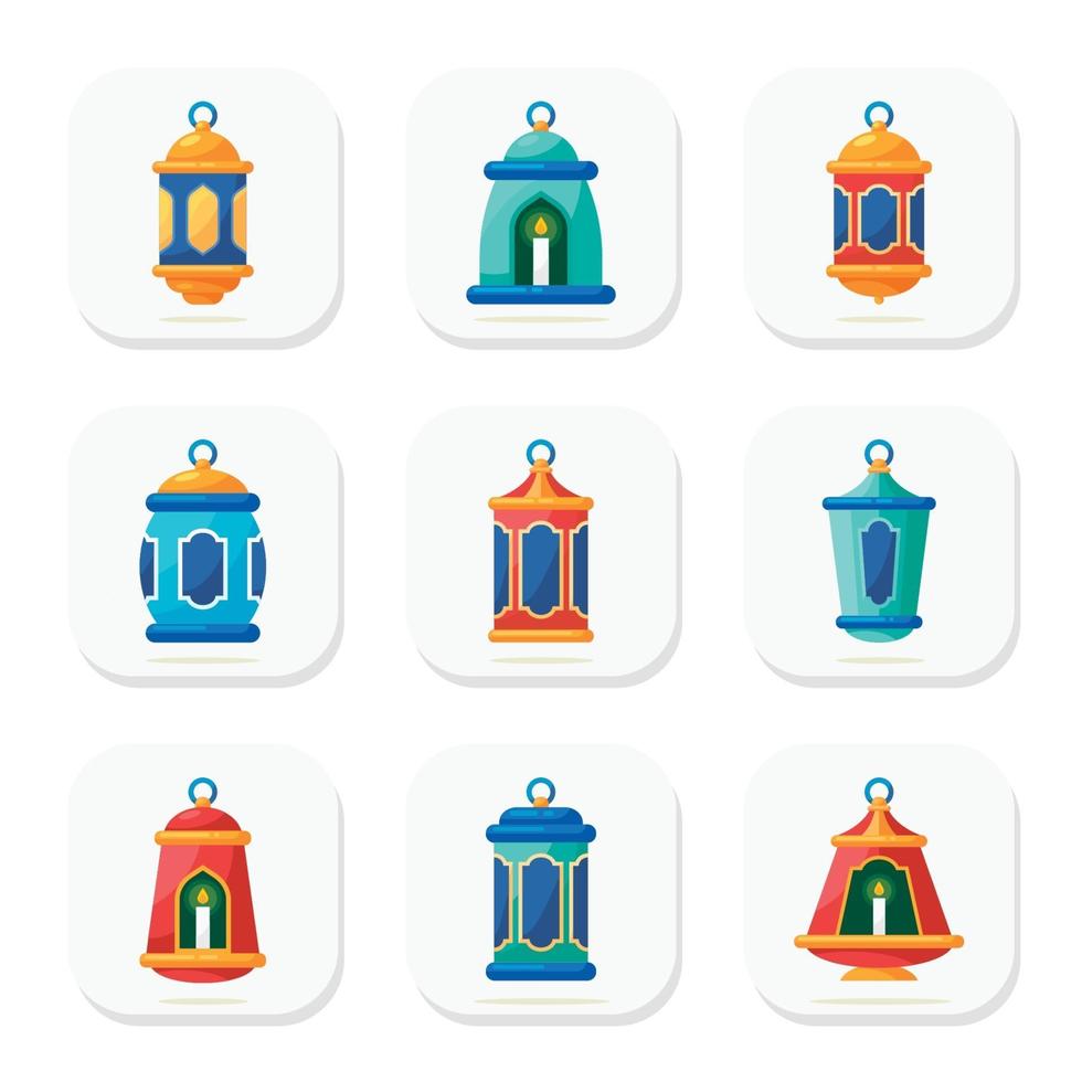 coleção de ícones de lanterna islâmica vetor