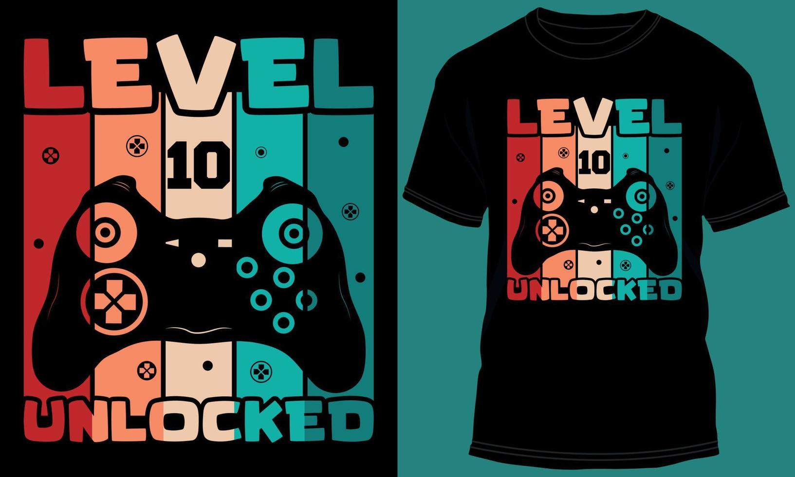 jogador ou jogos nível 10 desbloqueado camiseta Projeto vetor