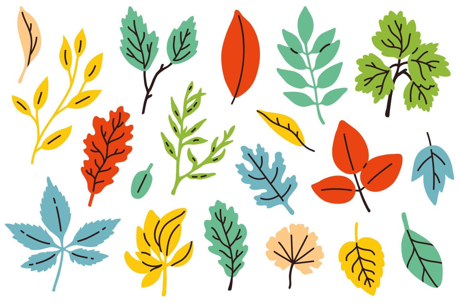 ilustração conjunto do rabisco colori outono folhas vetor
