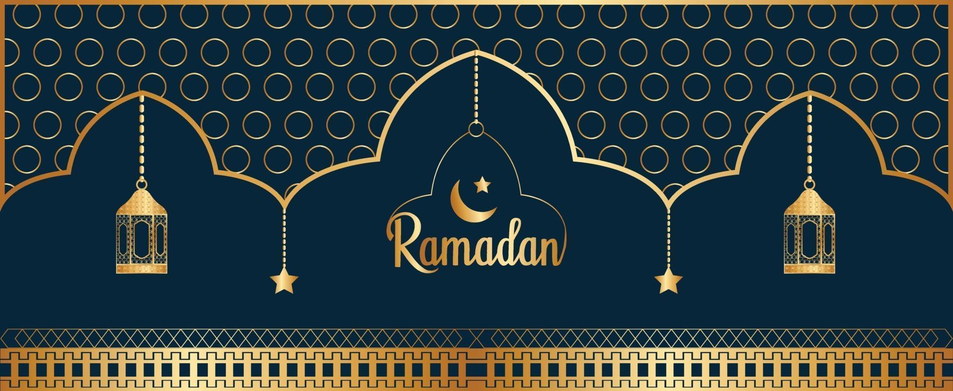 modelo de banner ou cartaz islâmico do Ramadã. fundo editável vetor