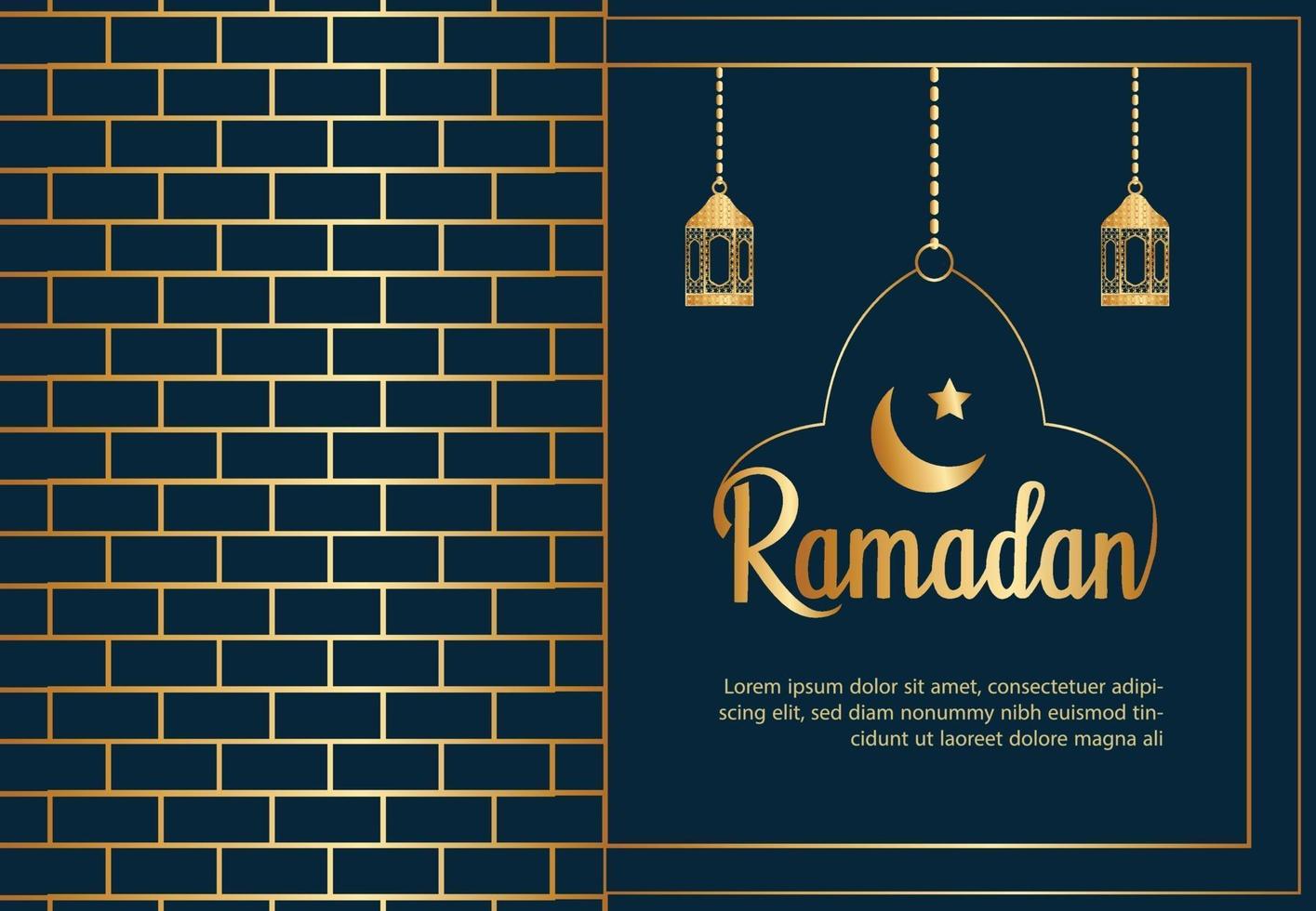 bandeira dourada islâmica ramadan ou design de cartaz. modelo de fundo editável vetor