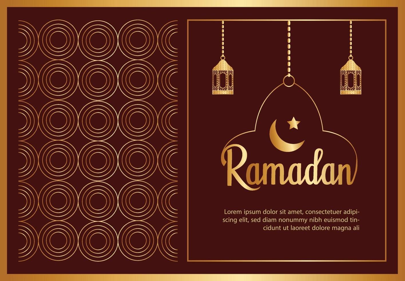bandeira dourada islâmica ramadan ou design de cartaz. modelo de fundo editável vetor