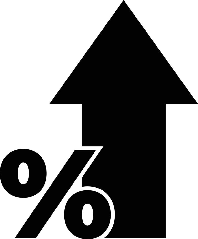 seta apontando para cima com percentagem símbolo. vetor