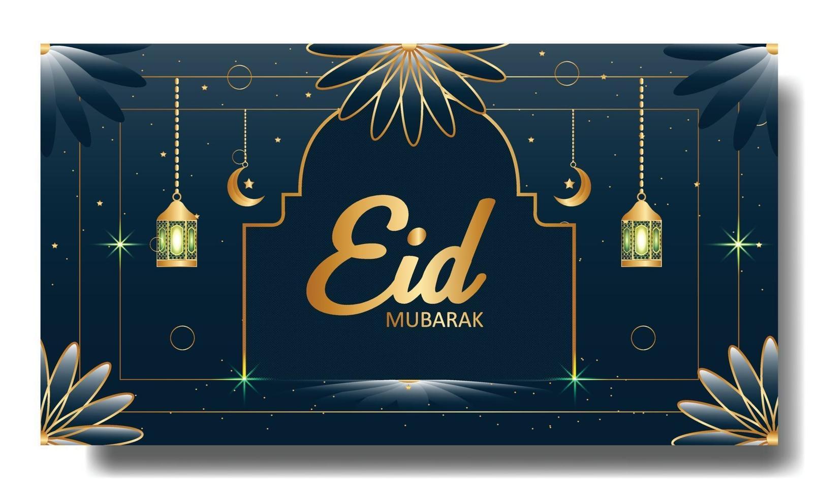 cartão eid mubarak ou design de banner. modelo de fundo editável vetor